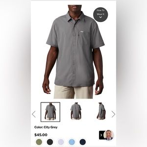 NWT PFG Slack Tide Camp Shirt- light grey
